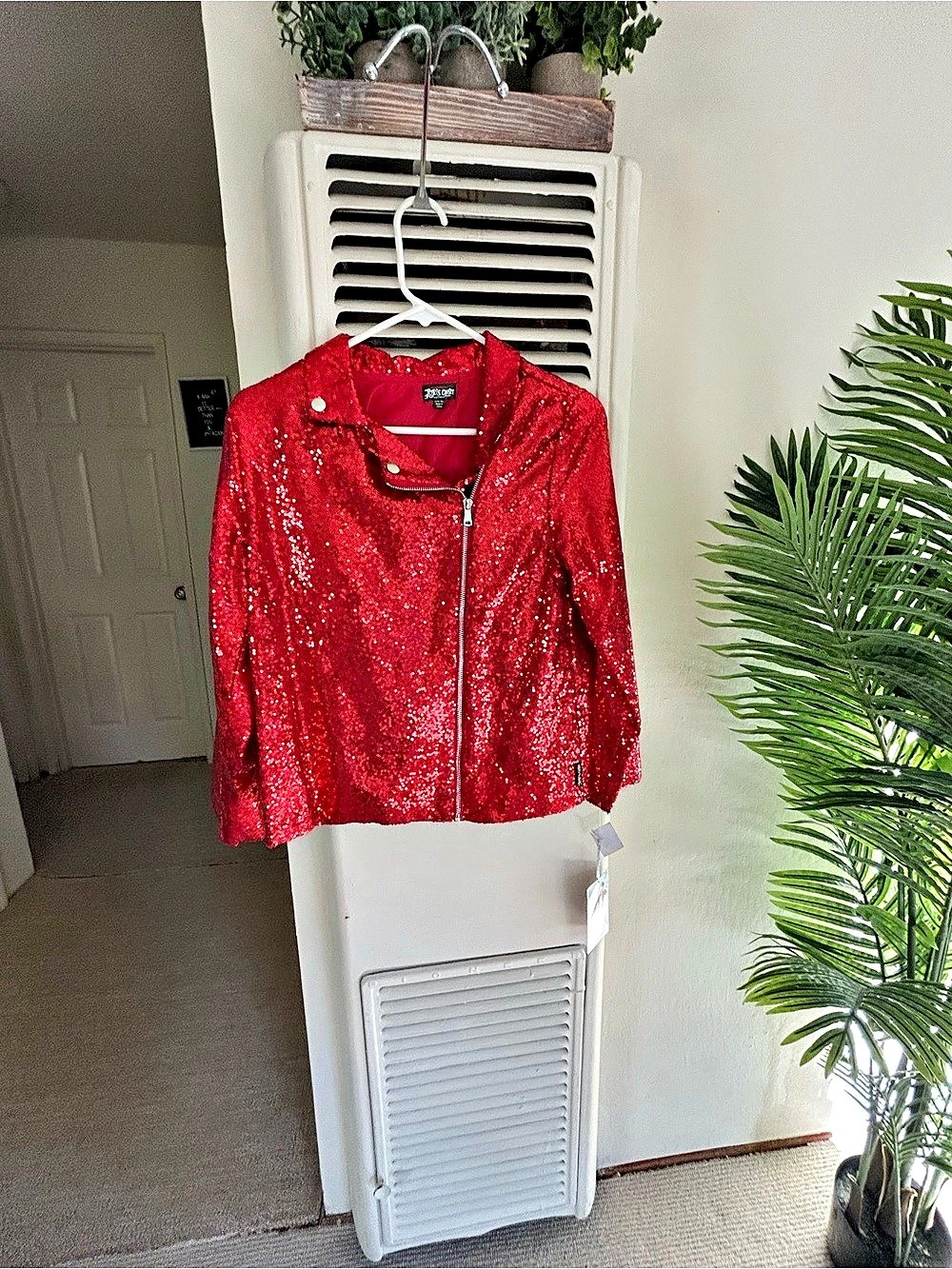 JoJo's Closet Red Sequin Moto Jacket Girls XL (14/16)